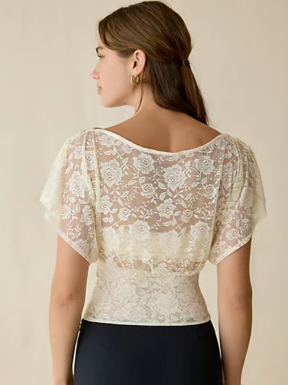 NWOT Kimchi Blue Audrey Sheer Lace Banded Blouse
